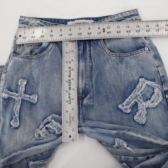 Racer worldwide jeans Women's 26 L32.5 Washed Ice Patch denim cotton streetwear - Picture 6 of 14